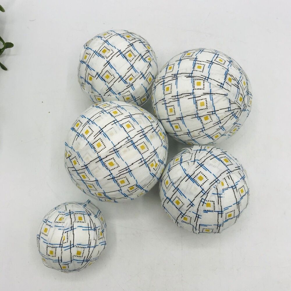 Lot of 5 Styrofoam Fabric Covered Coffee Table Balls Handmade Balls Only NO DISH